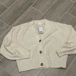 H&M Ivory Cardigan Button Down NWT